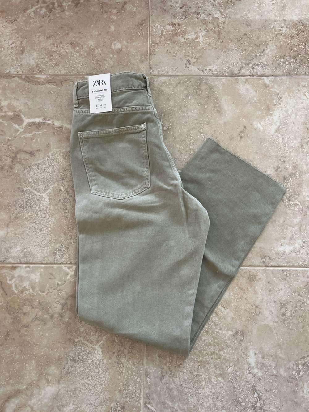Zara Olive Green Straight Leg Jeans
